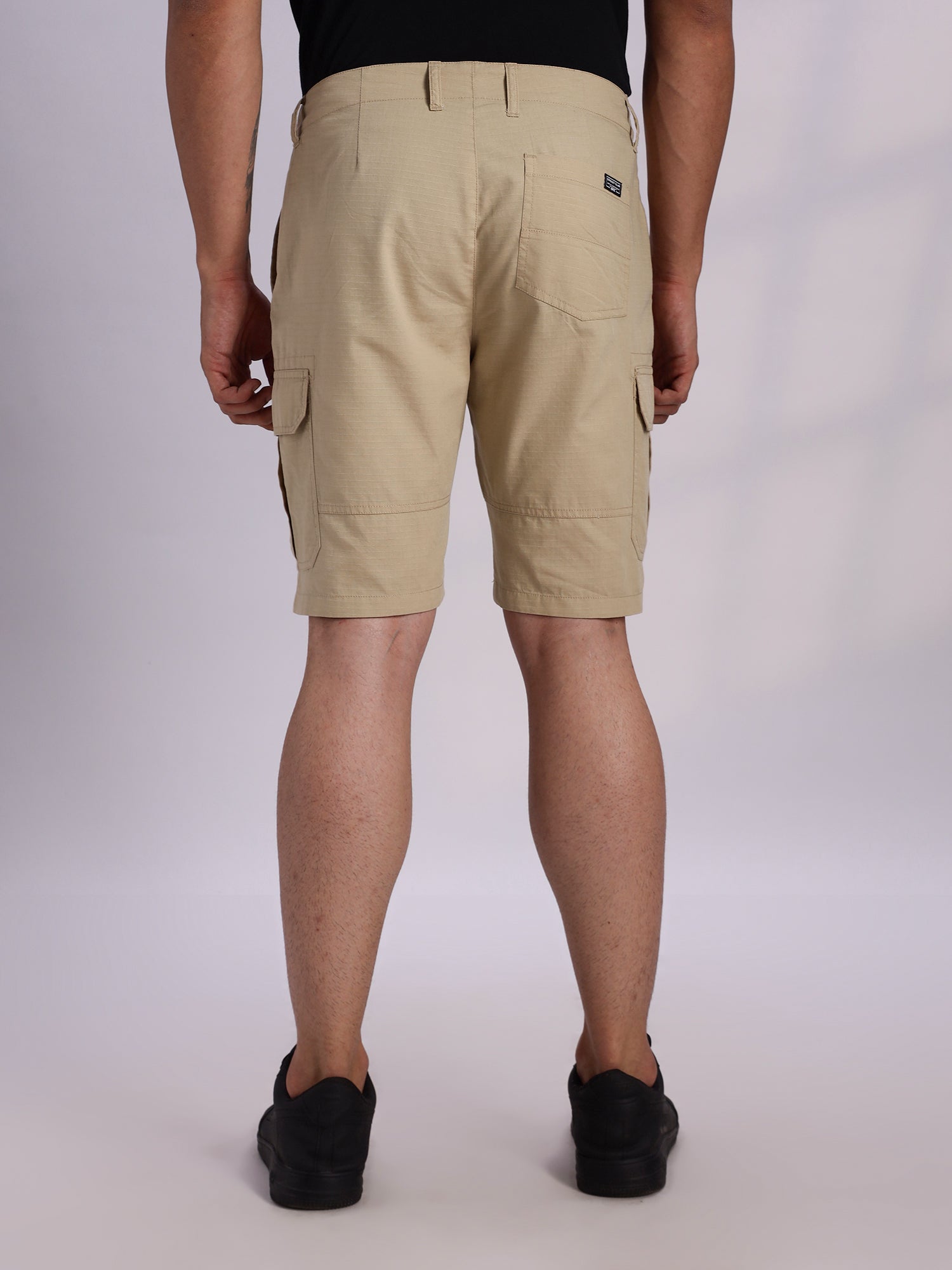 Thomas Scott Men Beige Mid-Rise Regular Fit Solid Woven Cargo Shorts