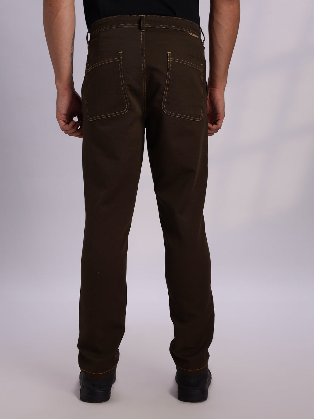 Thomas Scott Men DarkOlive Mid-Rise Straight Fit Woven Trouser