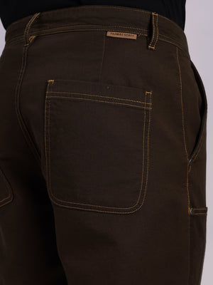 Thomas Scott Men DarkOlive Mid-Rise Straight Fit Woven Trouser