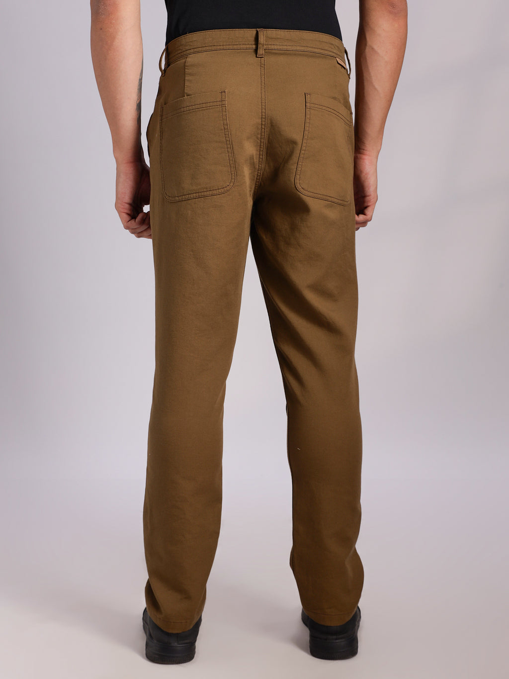 Thomas Scott Men Khaki Mid-Rise Straight Fit Woven Trouser