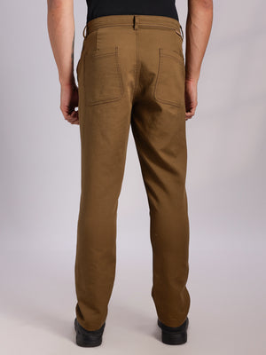 Thomas Scott Men Khaki Mid-Rise Straight Fit Woven Trouser