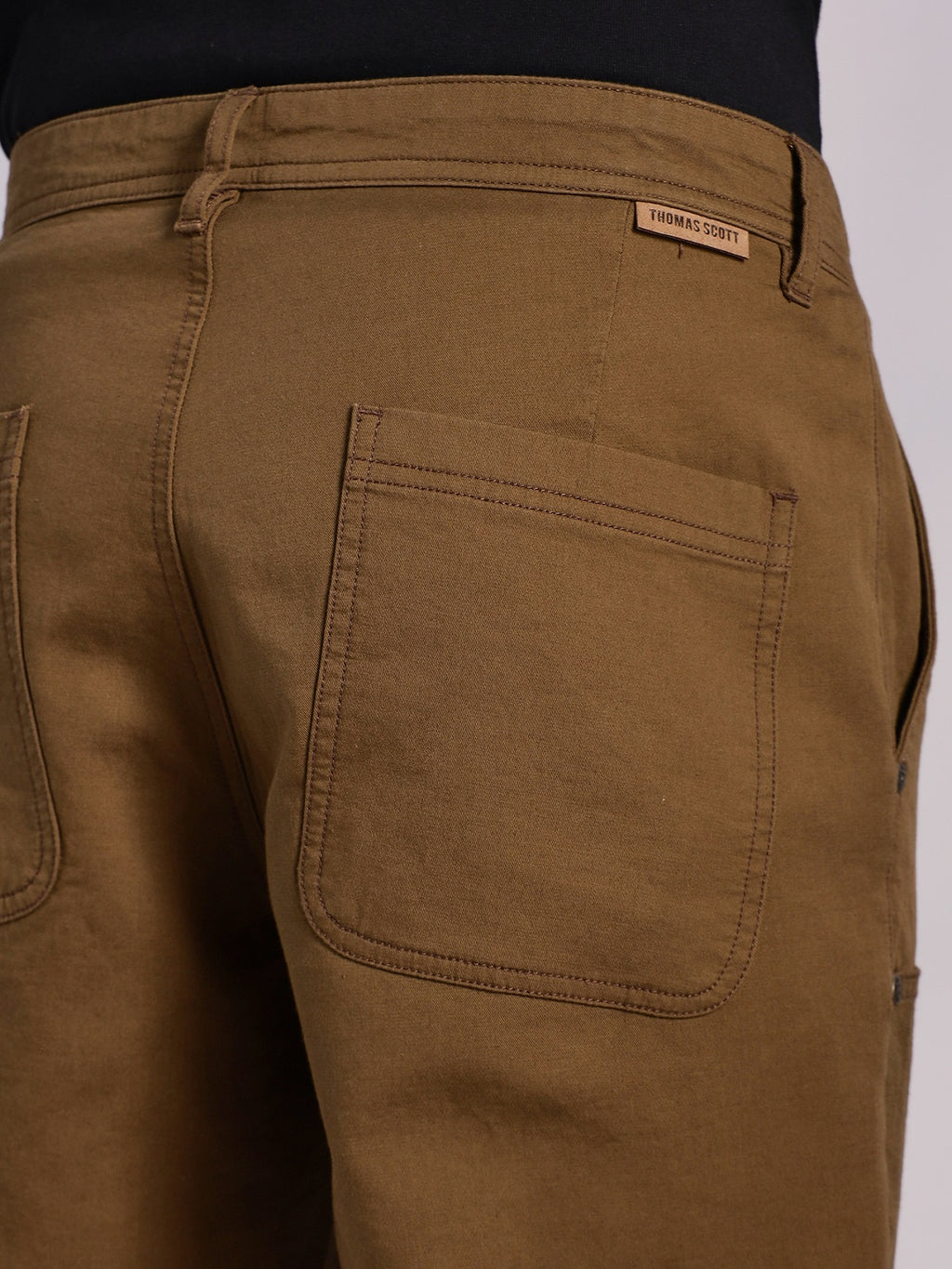 Thomas Scott Men Khaki Mid-Rise Straight Fit Woven Trouser