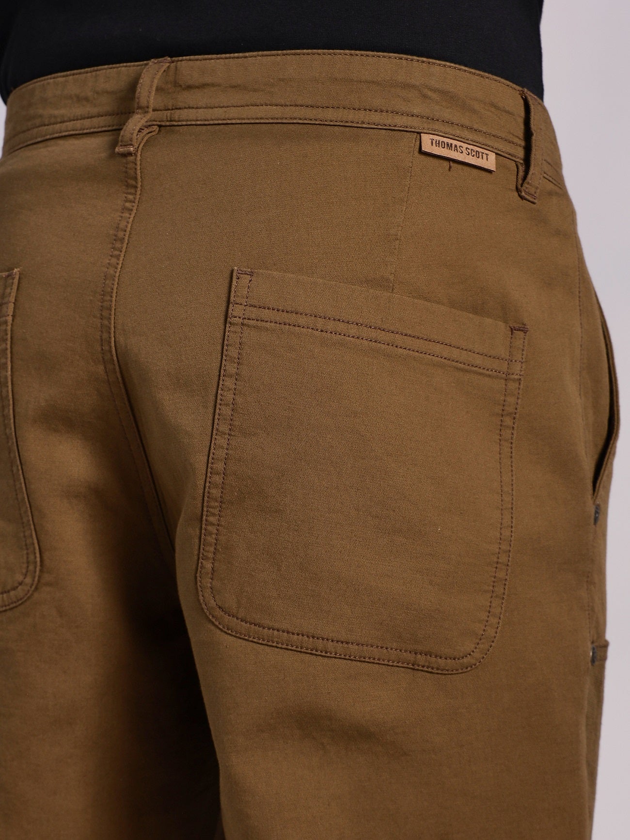 Thomas Scott Men Khaki Mid-Rise Straight Fit Woven Trouser