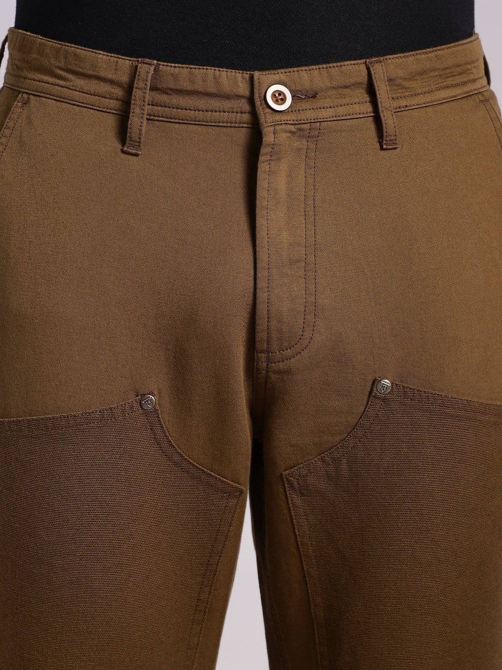 Thomas Scott Men Khaki Mid-Rise Straight Fit Woven Trouser