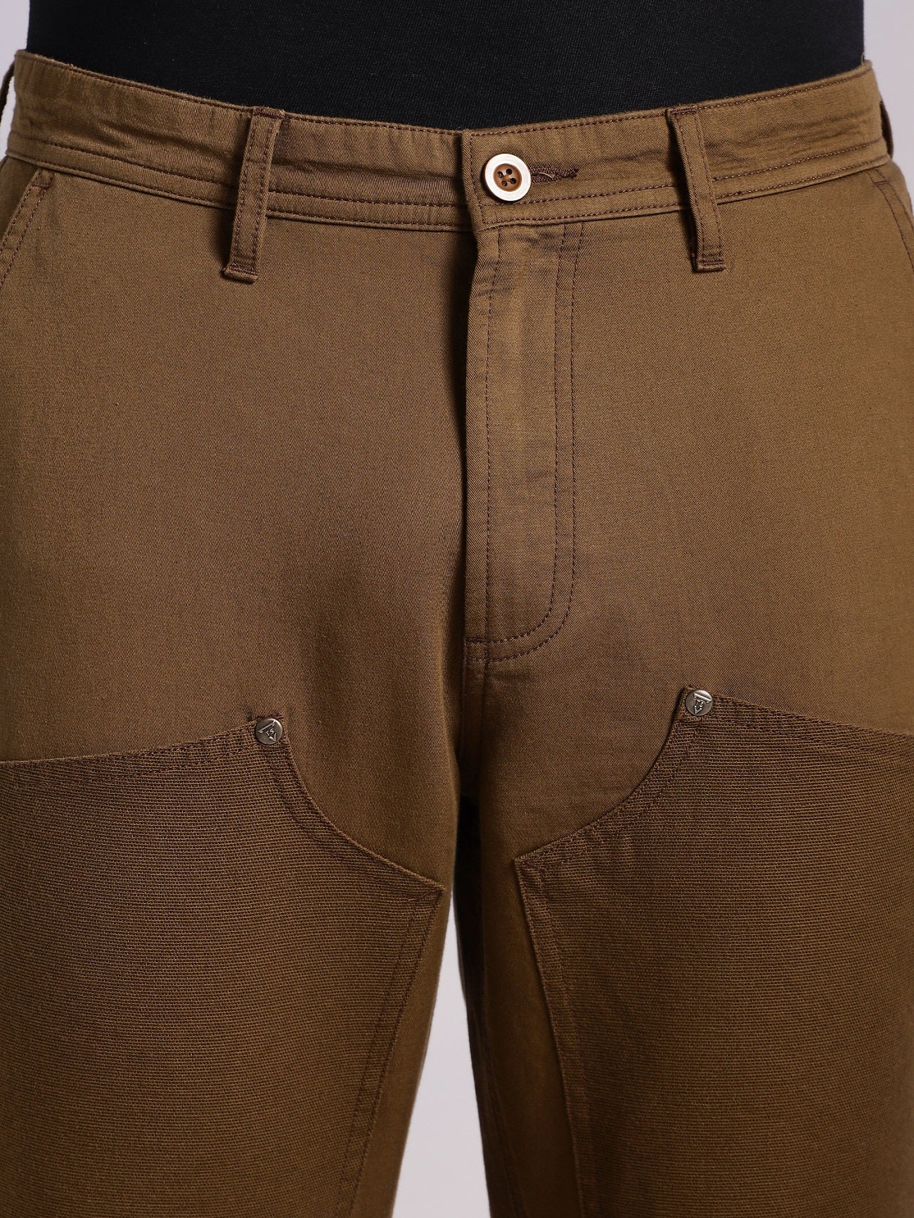 Thomas Scott Men Khaki Mid-Rise Straight Fit Woven Trouser