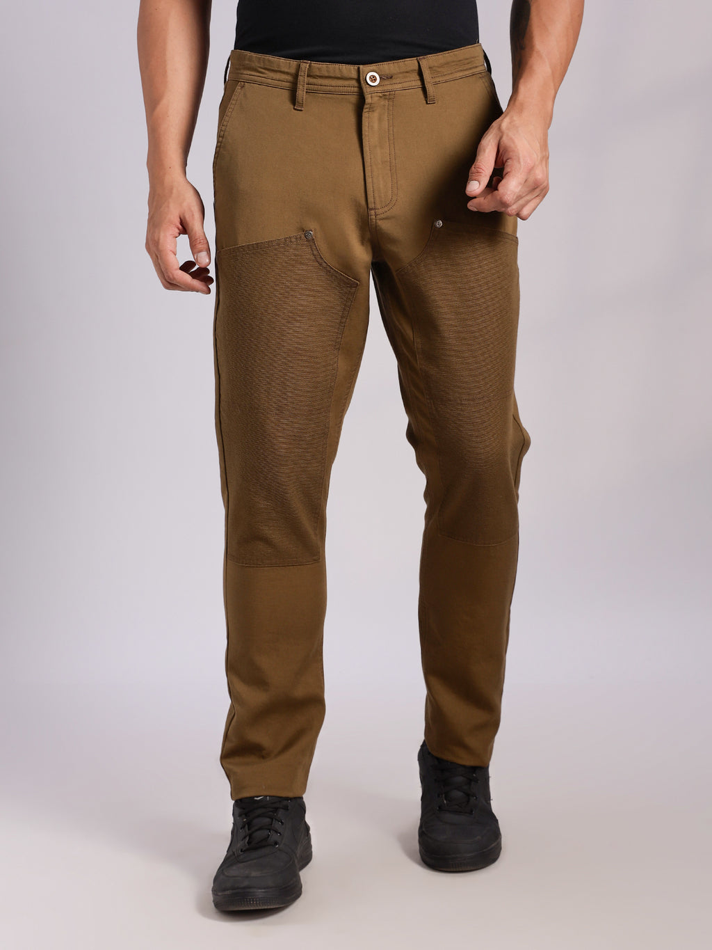 Thomas Scott Men Khaki Mid-Rise Straight Fit Woven Trouser