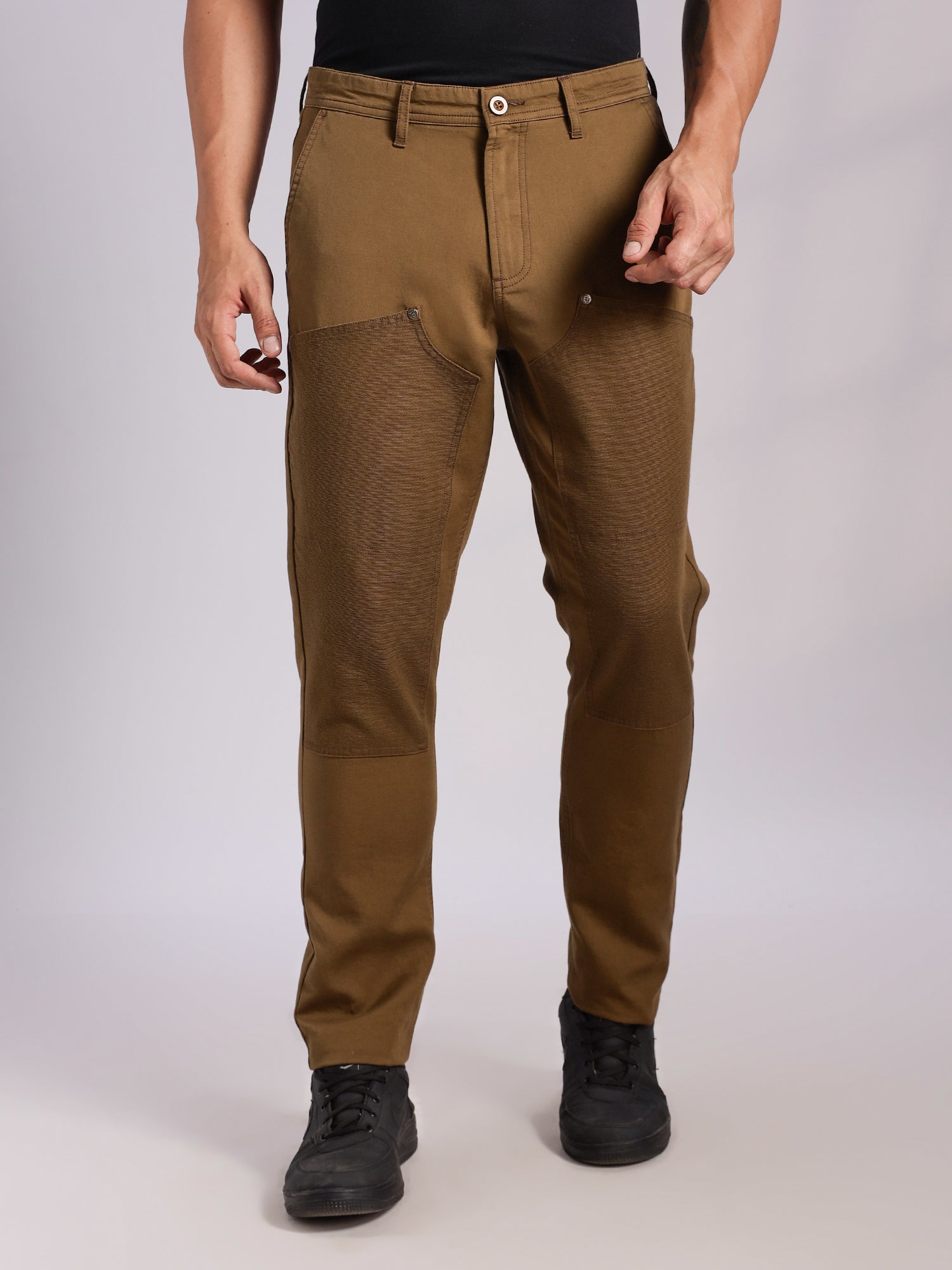 Thomas Scott Men Khaki Mid-Rise Straight Fit Woven Trouser