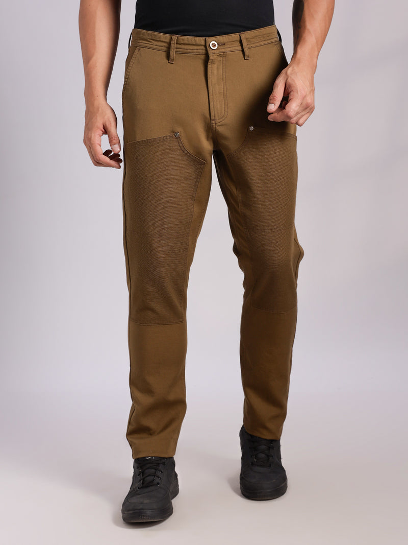 Thomas Scott Men Khaki Mid-Rise Straight Fit Woven Trouser
