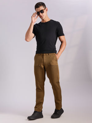 Thomas Scott Men Khaki Mid-Rise Straight Fit Woven Trouser