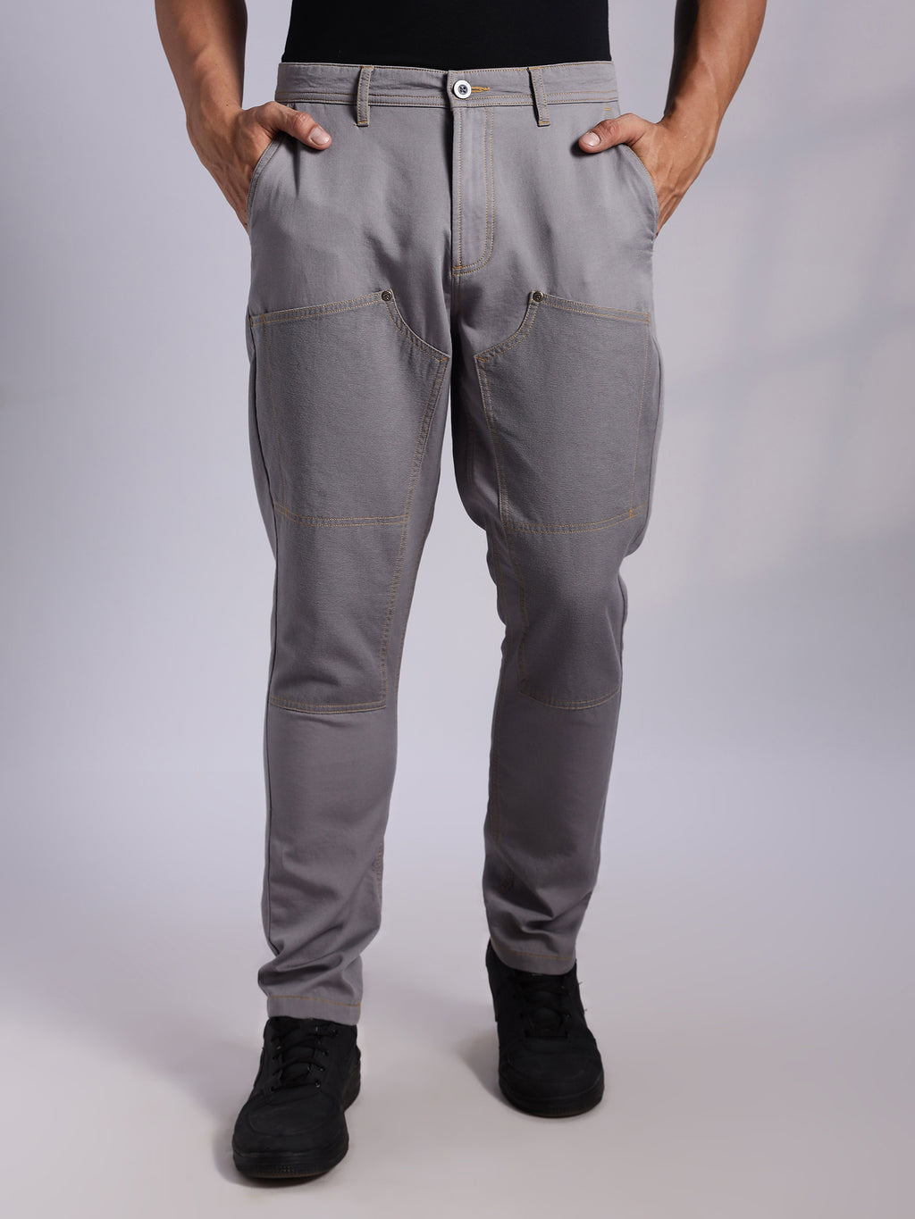 Thomas Scott Men Grey Mid-Rise Straight Fit Woven Trouser