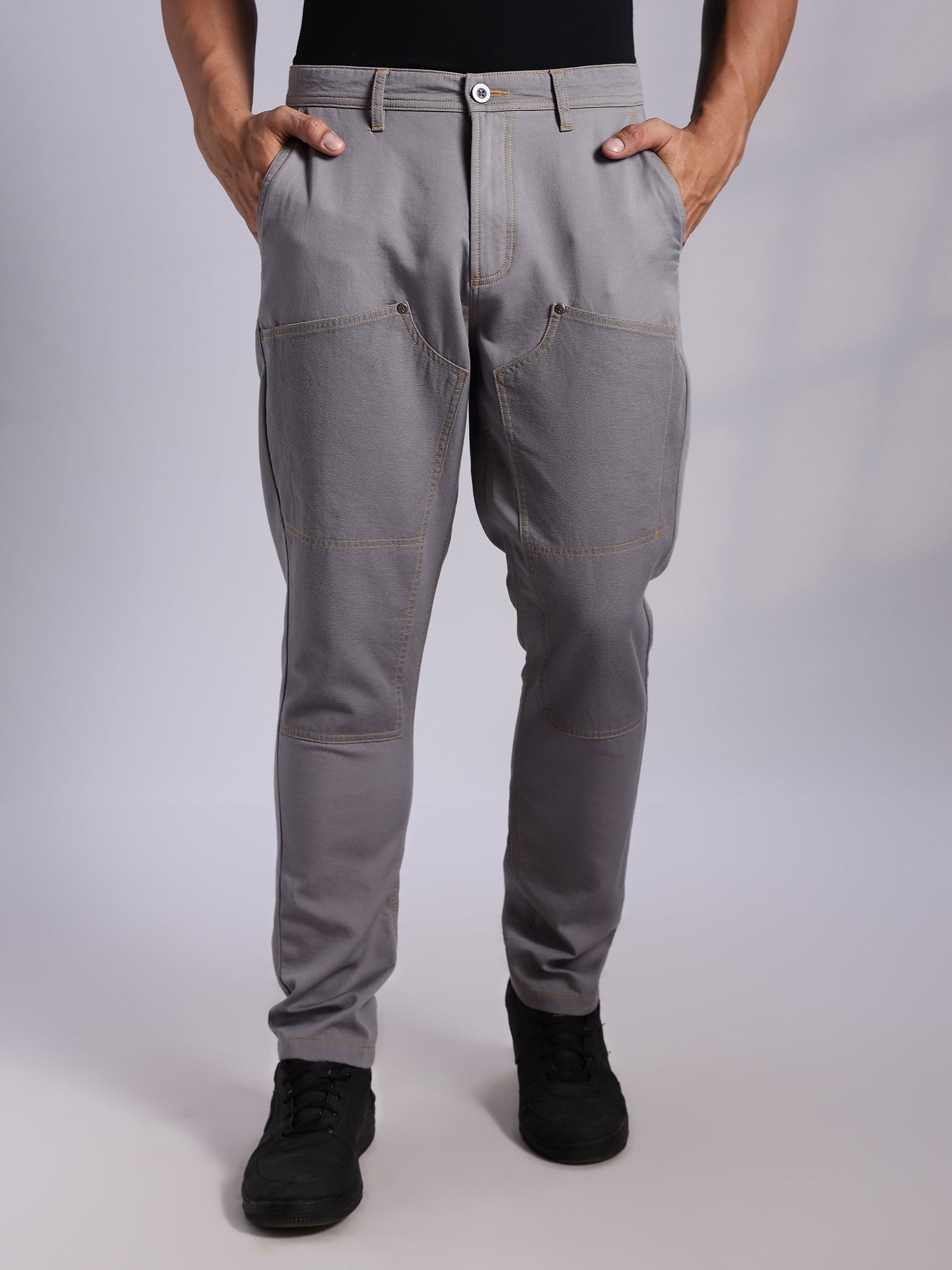 Thomas Scott Men Grey Mid-Rise Straight Fit Woven Trouser