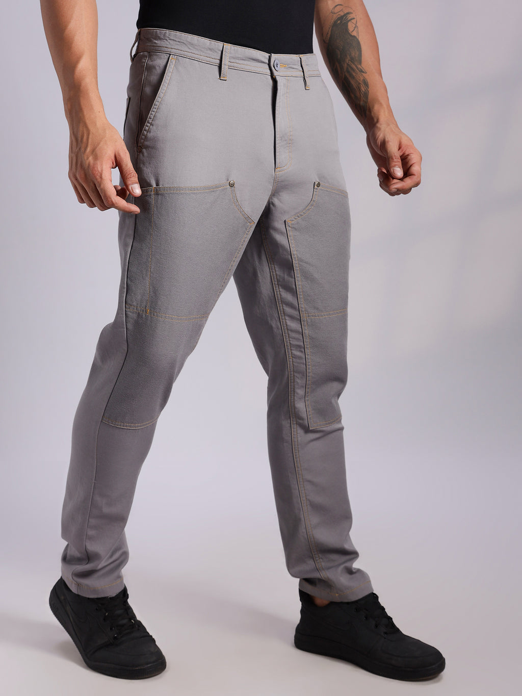Thomas Scott Men Grey Mid-Rise Straight Fit Woven Trouser
