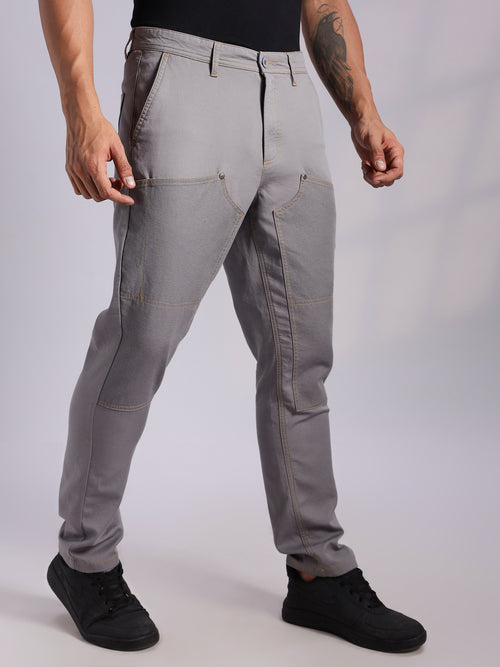 Thomas Scott Men Grey Mid-Rise Straight Fit Woven Trouser