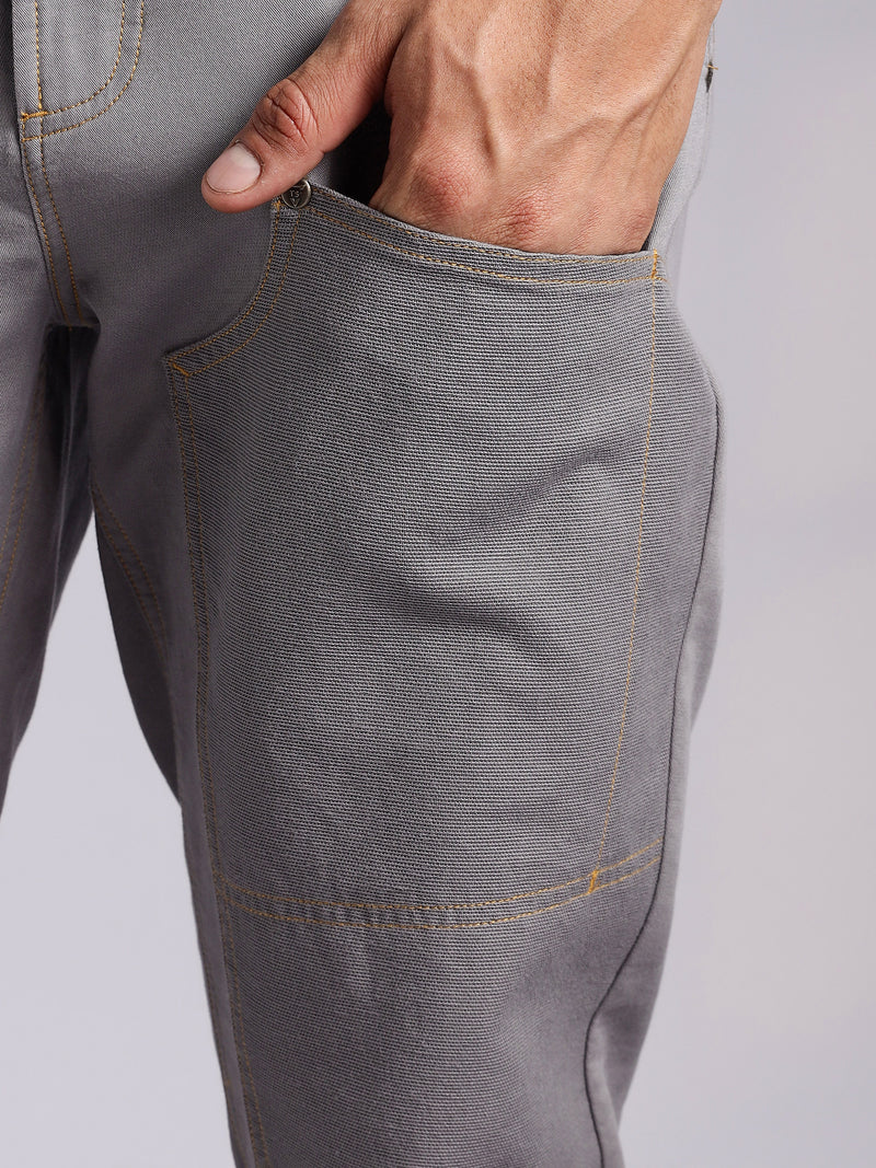 Thomas Scott Men Grey Mid-Rise Straight Fit Woven Trouser