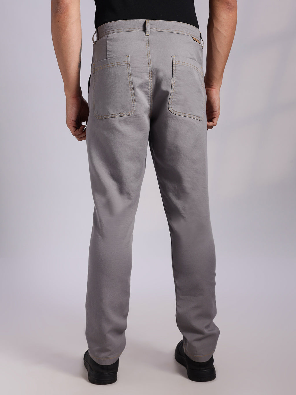 Thomas Scott Men Grey Mid-Rise Straight Fit Woven Trouser