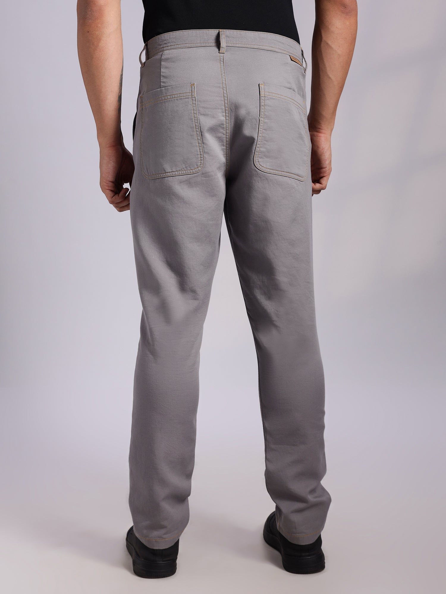 Thomas Scott Men Grey Mid-Rise Straight Fit Woven Trouser