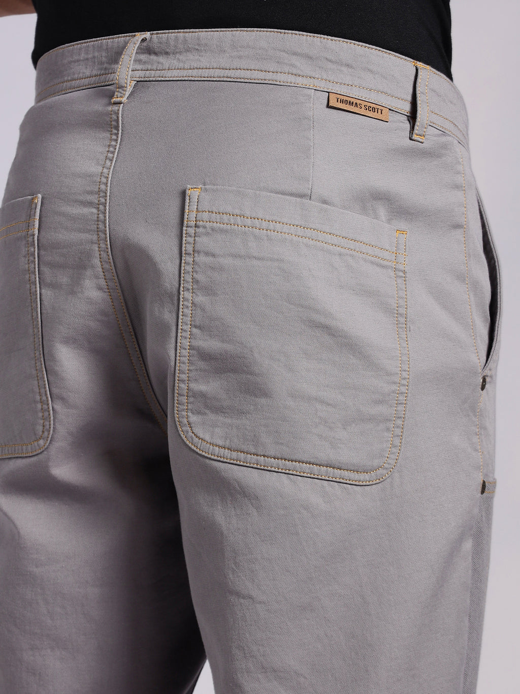 Thomas Scott Men Grey Mid-Rise Straight Fit Woven Trouser
