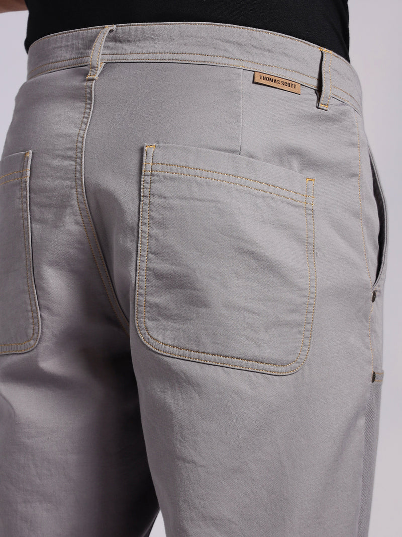 Thomas Scott Men Grey Mid-Rise Straight Fit Woven Trouser