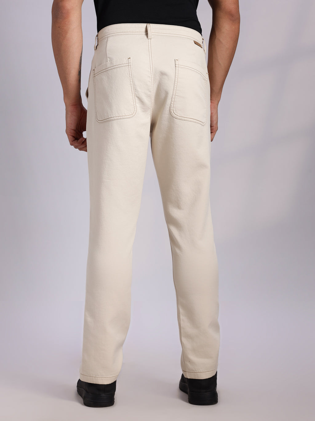 Thomas Scott Men Fawn Mid-Rise Straight Fit Woven Trouser