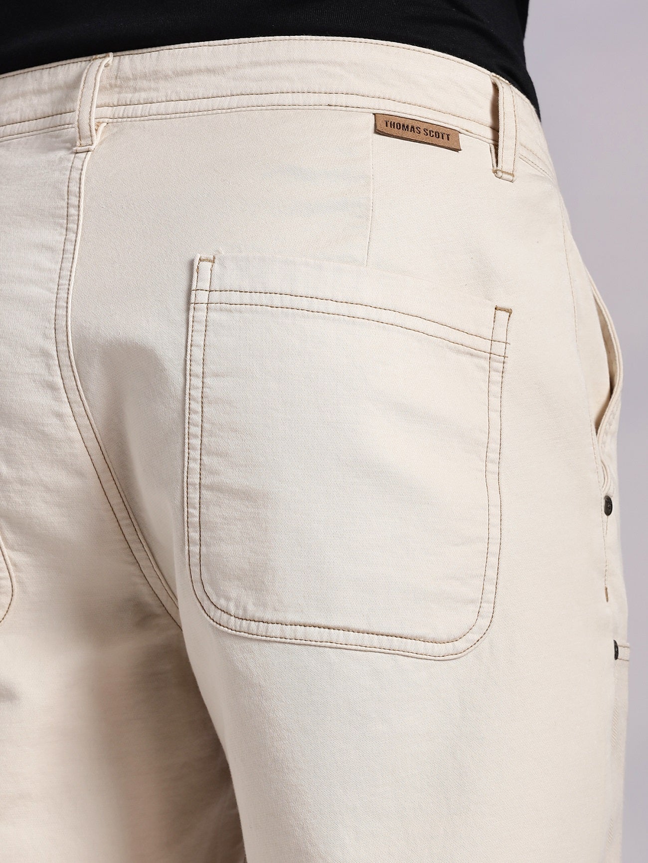 Thomas Scott Men Fawn Mid-Rise Straight Fit Woven Trouser