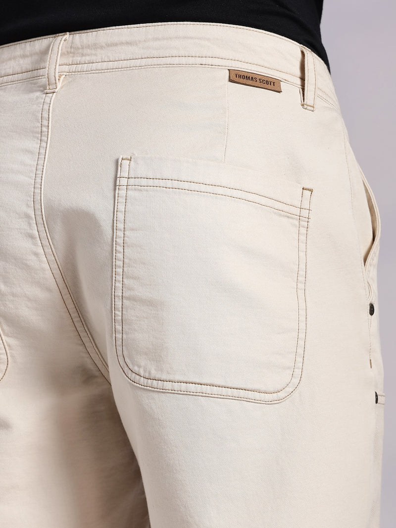 Thomas Scott Men Fawn Mid-Rise Straight Fit Woven Trouser