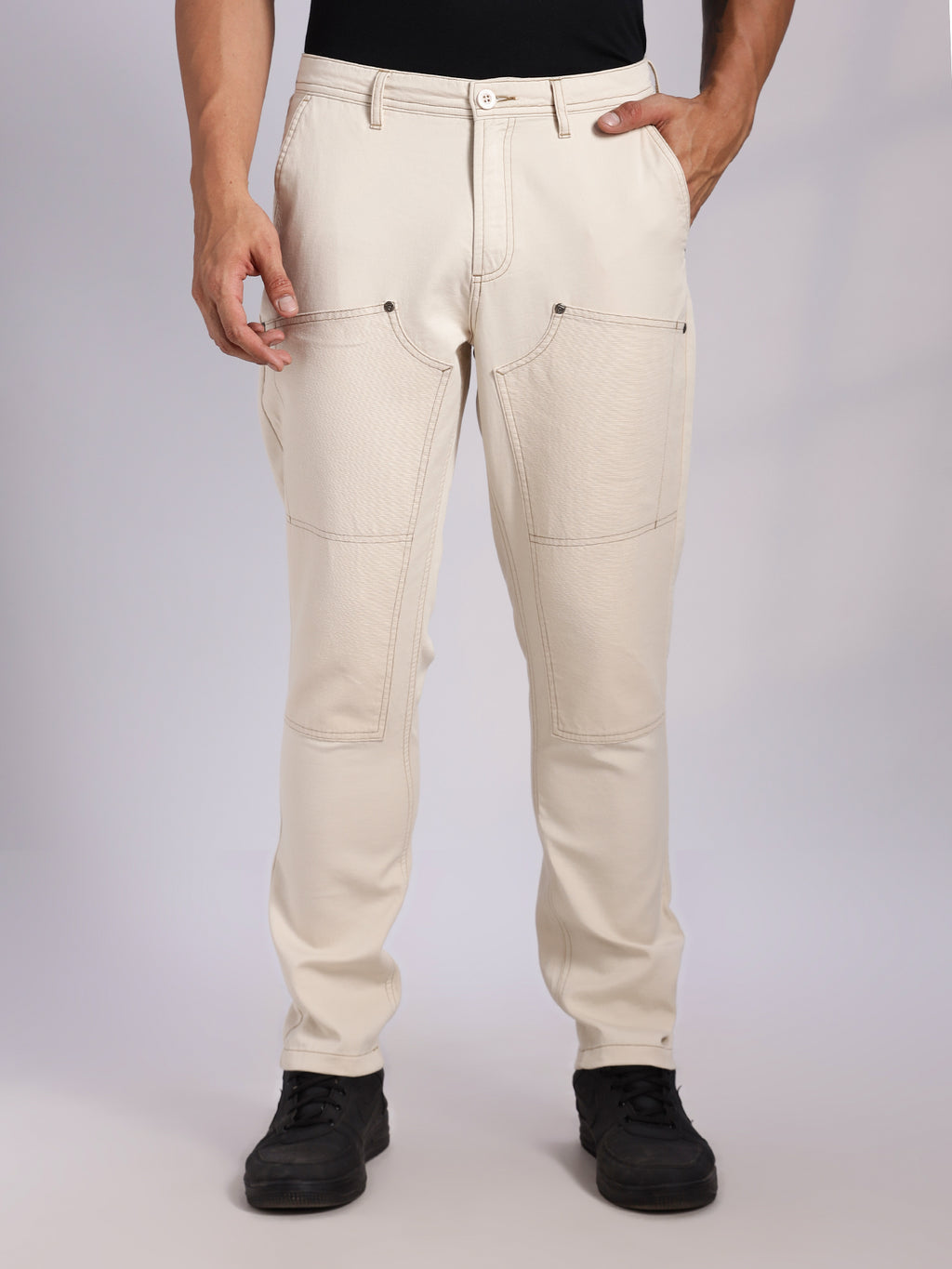 Thomas Scott Men Fawn Mid-Rise Straight Fit Woven Trouser