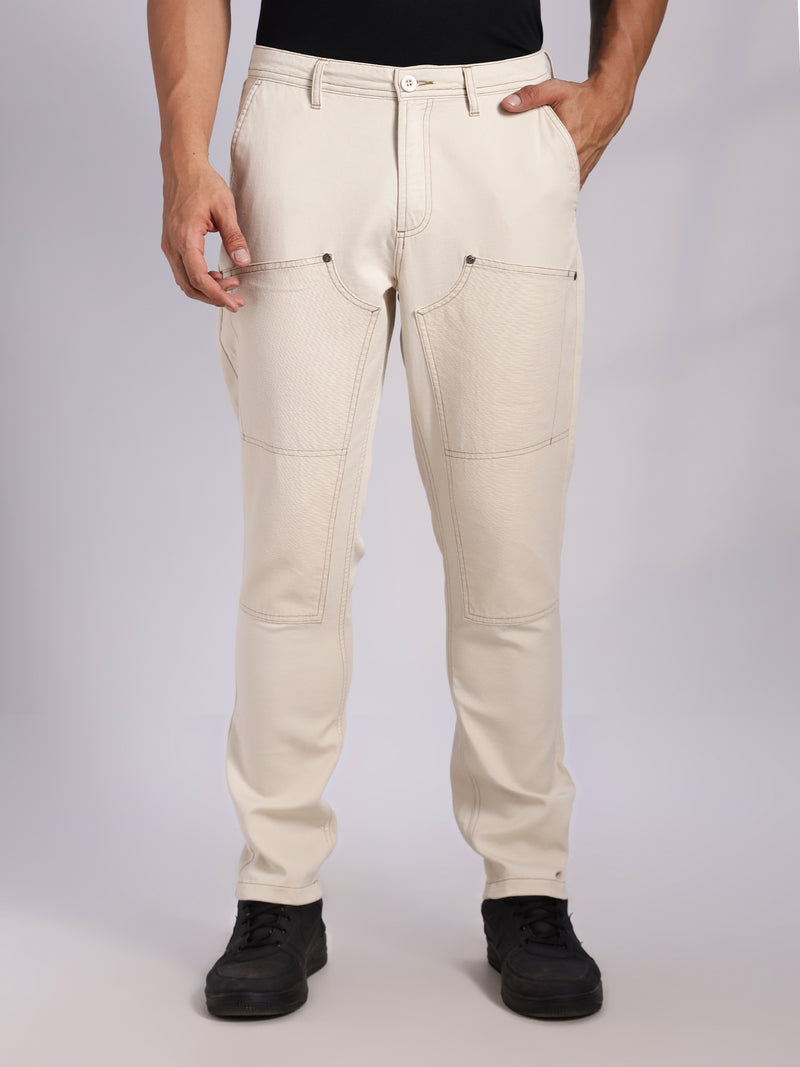 Thomas Scott Men Fawn Mid-Rise Straight Fit Woven Trouser