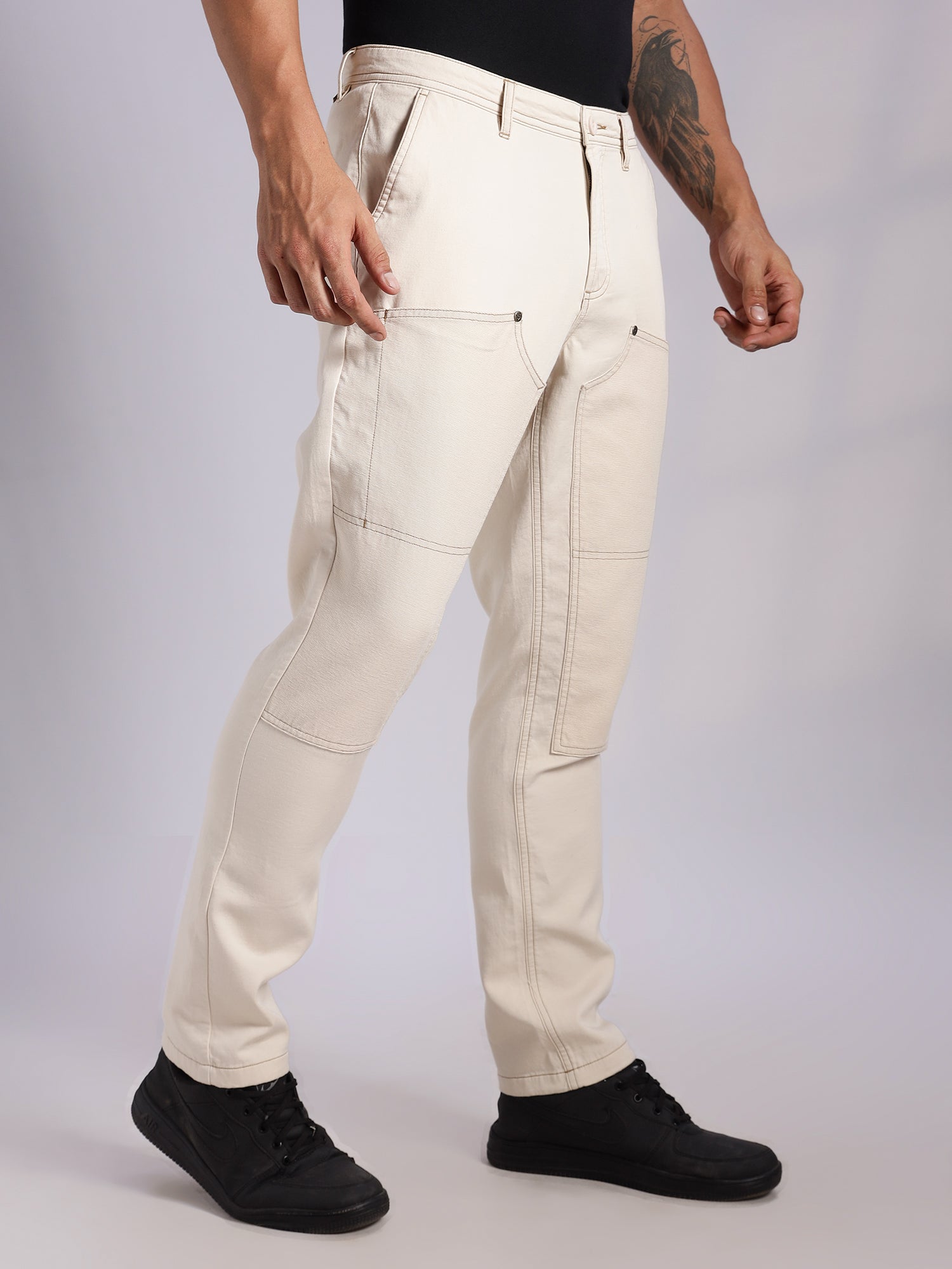 Thomas Scott Men Fawn Mid-Rise Straight Fit Woven Trouser
