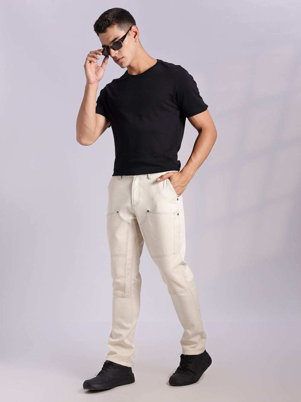 Thomas Scott Men Fawn Mid-Rise Straight Fit Woven Trouser