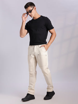 Thomas Scott Men Fawn Mid-Rise Straight Fit Woven Trouser