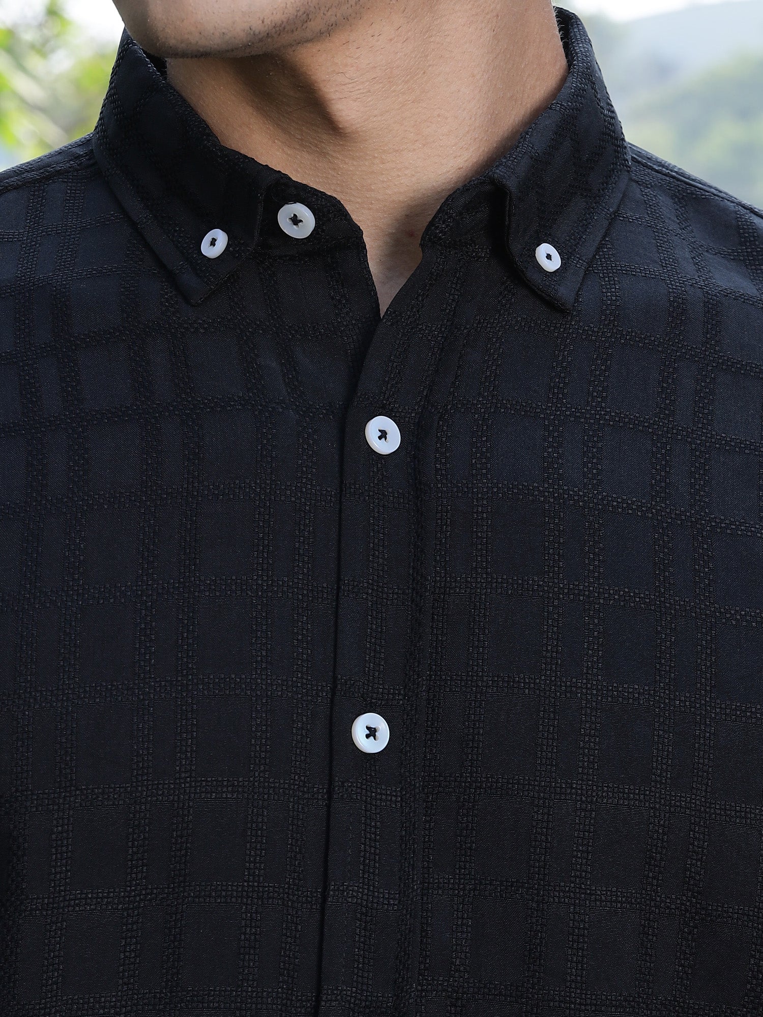 Thomas Scott Men Black Slim Fit Long Sleeves Button-Down Collar Woven Casual Shirt