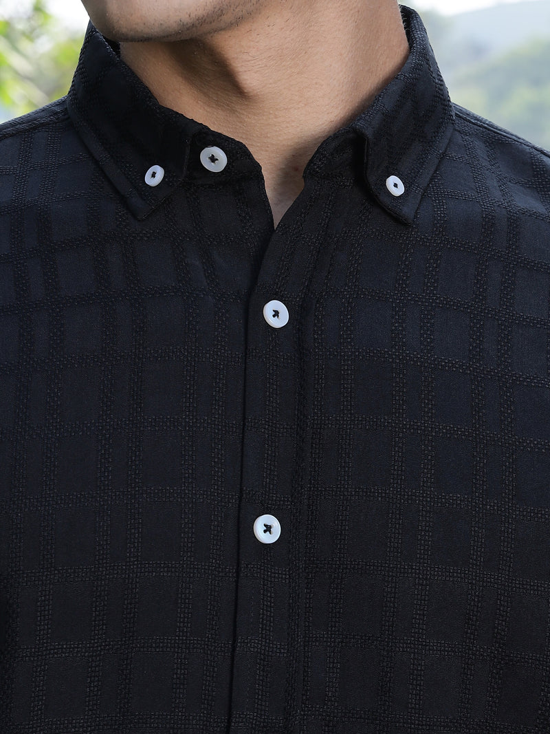 Thomas Scott Men Black Slim Fit Long Sleeves Button-Down Collar Woven Casual Shirt