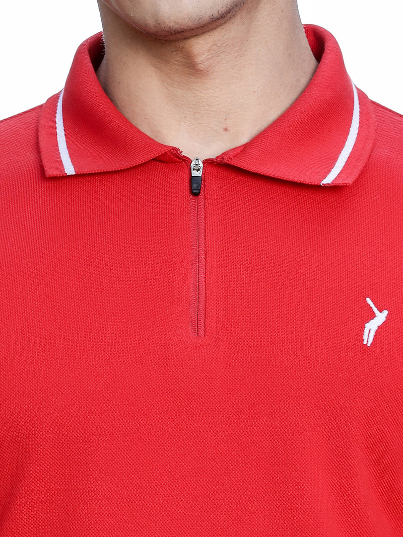 Thomas Scott Men Red Regular Fit Short Sleeve Polo Collar Knitted T-shirt