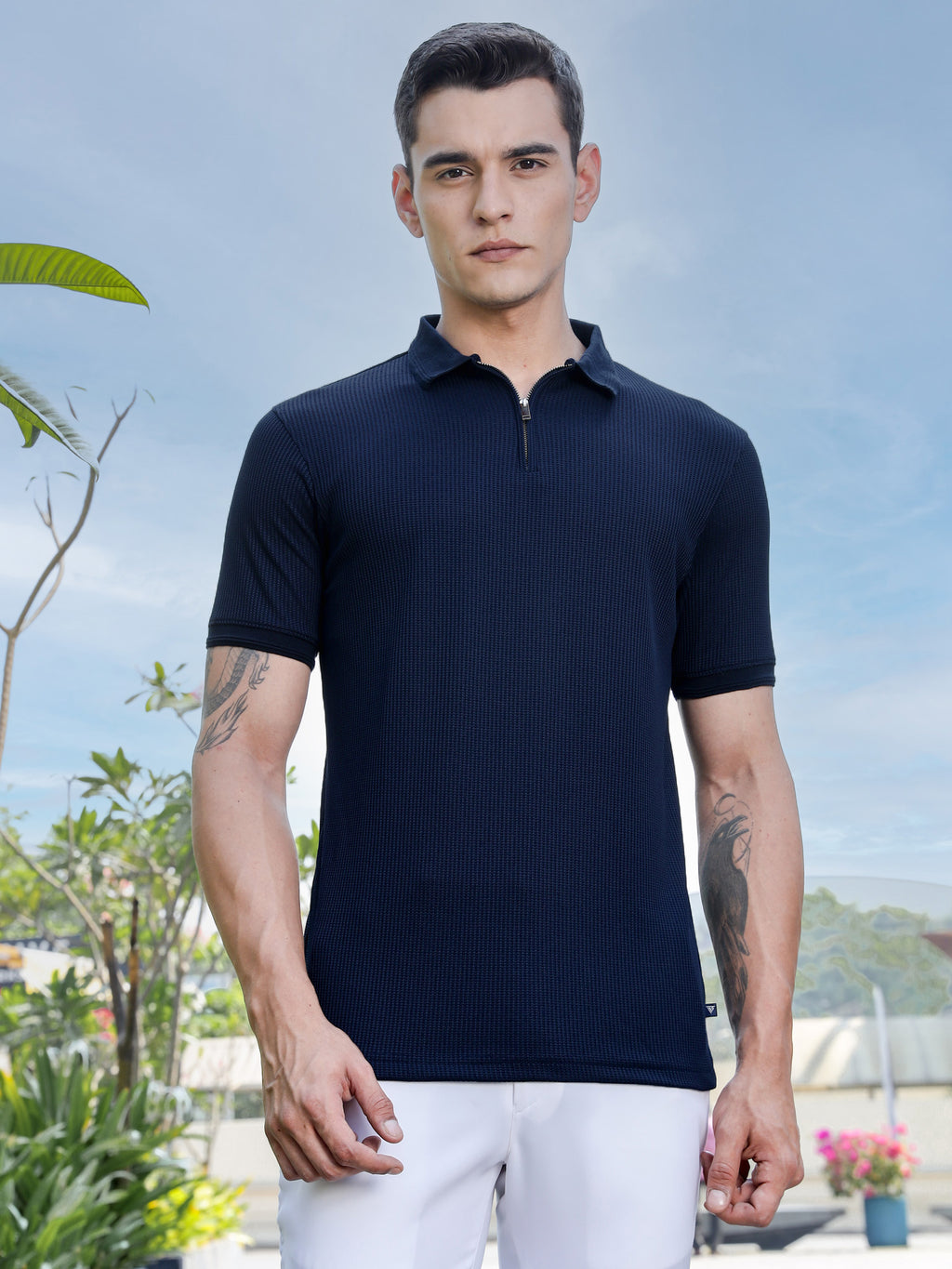 Thomas Scott Men Navy Polo Collar T-shirt