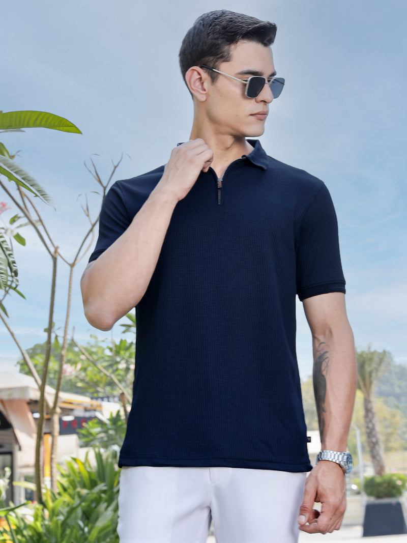 Thomas Scott Men Navy Polo Collar T-shirt
