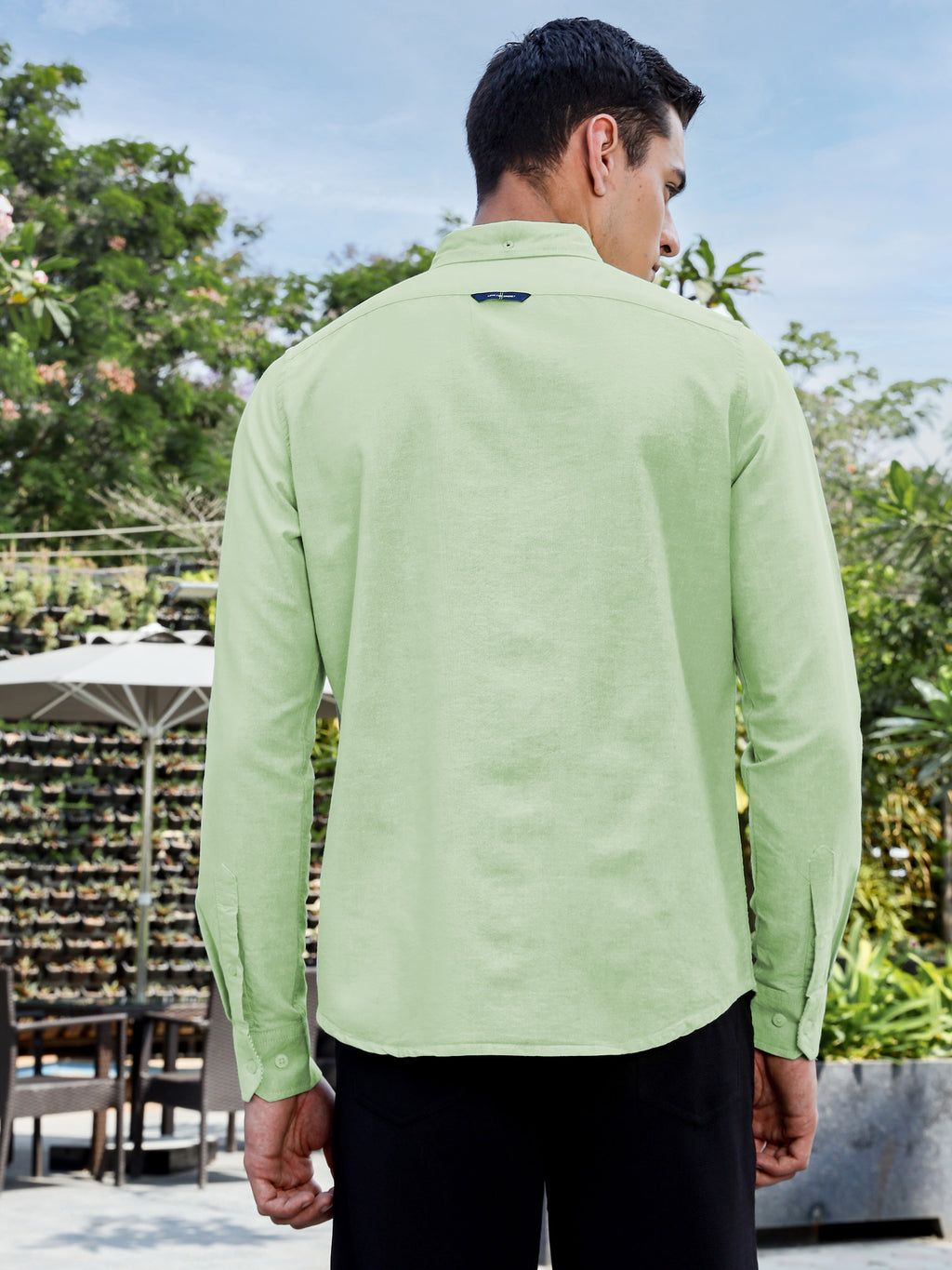 Thomas Scott Men Lt.Green Slim Fit Long Sleeves Button-Down Collar Solid Casual Shirt