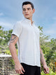 Thomas Scott Men White Slim Fit Short Sleeves Windowpane Checks Woven Casual Shirt