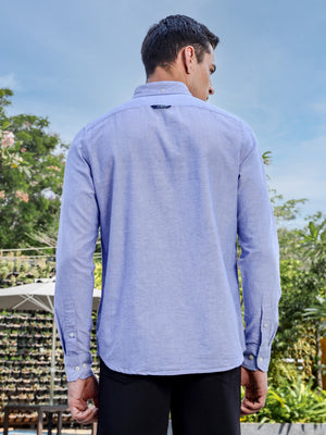 Thomas Scott Men InkBlue Slim Fit Long Sleeves Button-Down Collar Solid Casual Shirt