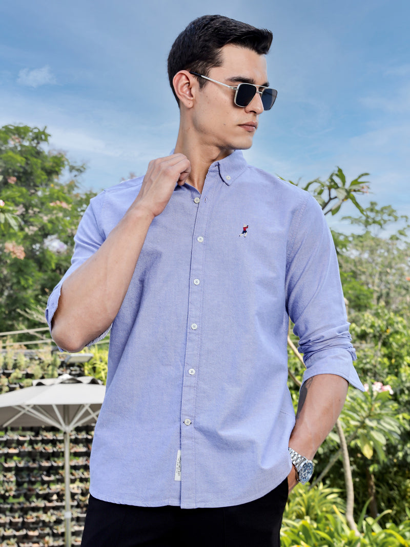 Thomas Scott Men InkBlue Slim Fit Long Sleeves Button-Down Collar Solid Casual Shirt