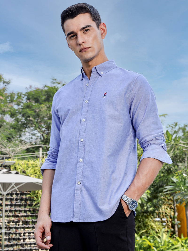 Thomas Scott Men InkBlue Slim Fit Long Sleeves Button-Down Collar Solid Casual Shirt