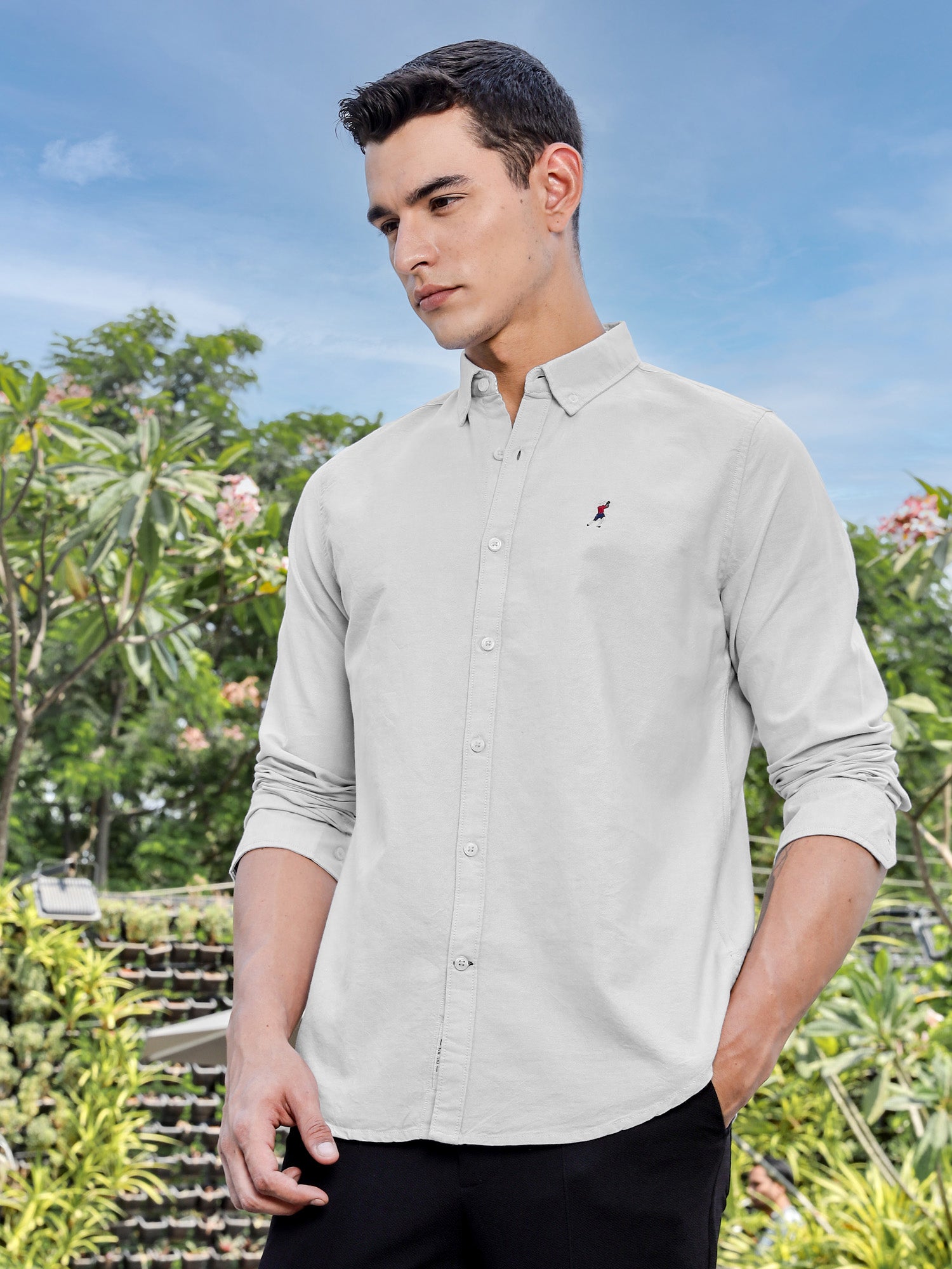Thomas Scott Men Beige Slim Fit Long Sleeves Button-Down Collar Solid Casual Shirt