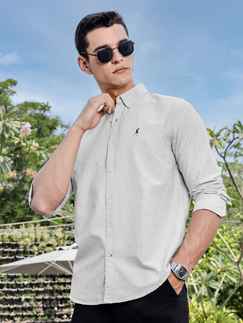 Thomas Scott Men Beige Slim Fit Long Sleeves Button-Down Collar Solid Casual Shirt