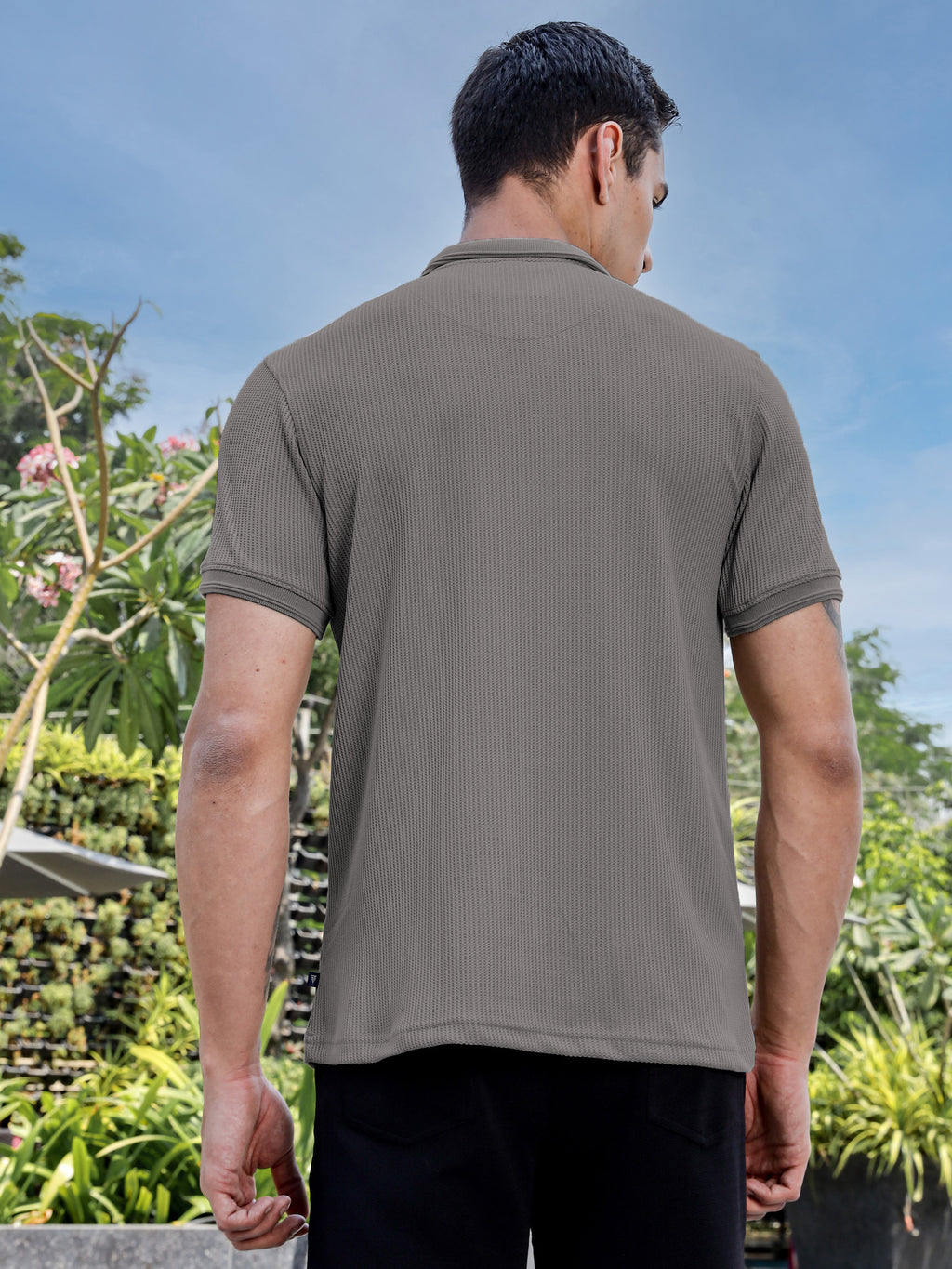 Thomas Scott Men Grey Polo Collar T-shirt