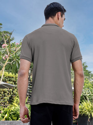 Thomas Scott Men Grey Polo Collar T-shirt