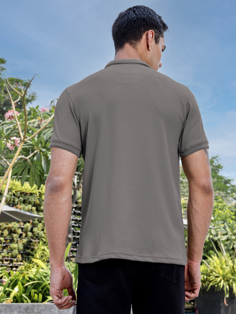 Thomas Scott Men Grey Polo Collar T-shirt