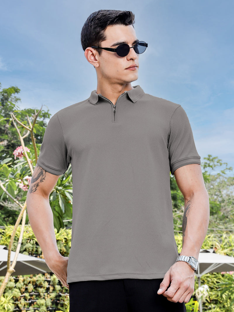Thomas Scott Men Grey Polo Collar T-shirt