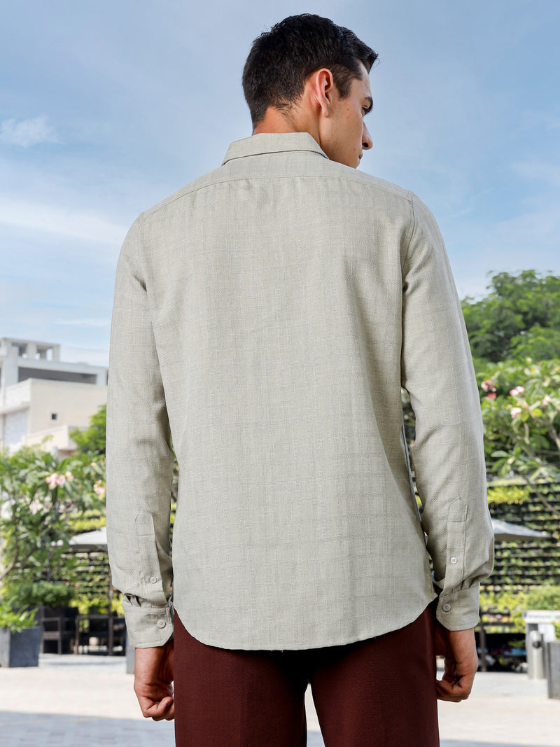 Thomas Scott Men Green Slim Fit Long Sleeves Button-Down Collar Woven Casual Shirt
