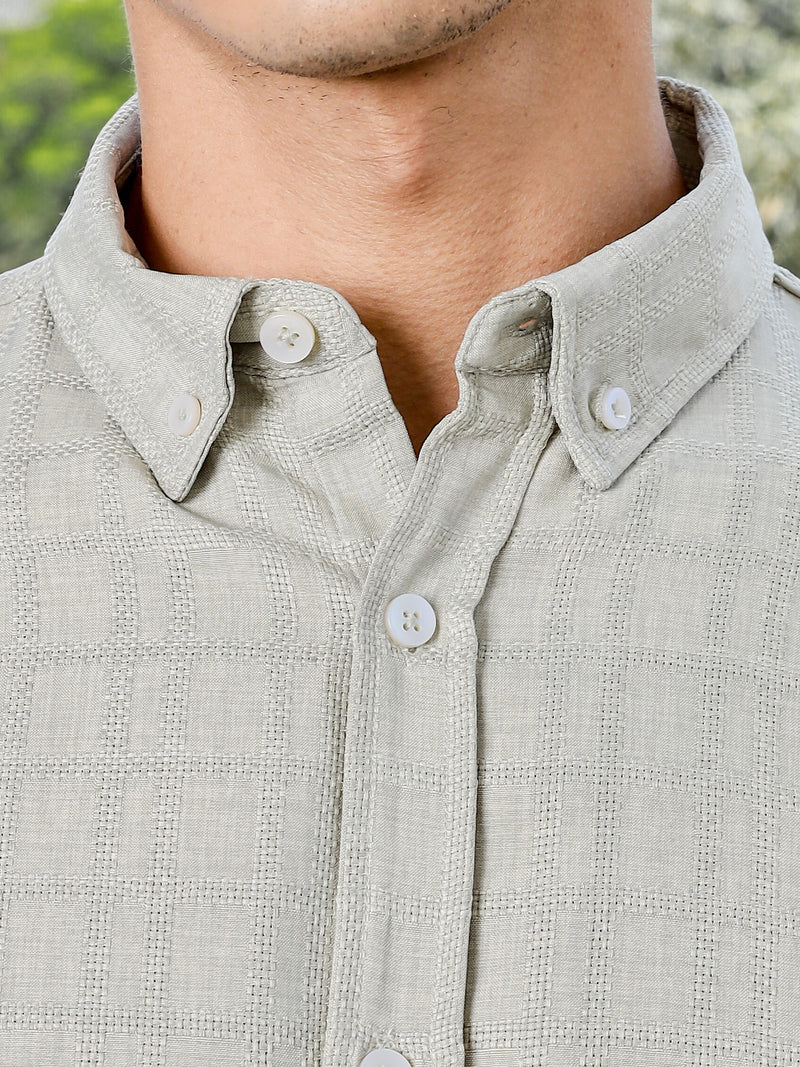 Thomas Scott Men Green Slim Fit Long Sleeves Button-Down Collar Woven Casual Shirt