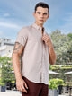 Thomas Scott Men Pink Slim Fit Short Sleeves Windowpane Checks Woven Casual Shirt