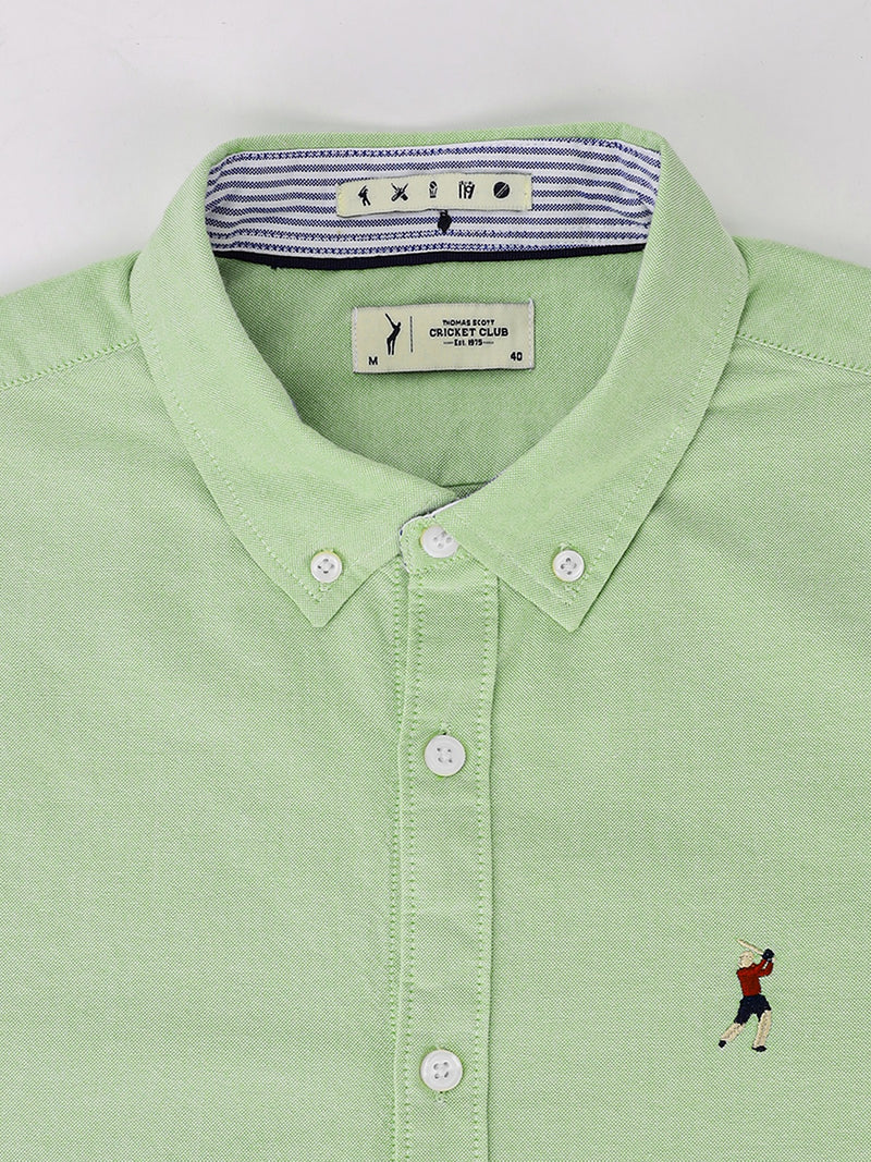 Thomas Scott Men Lt.Green Slim Fit Long Sleeves Button-Down Collar Solid Casual Shirt